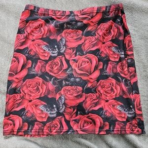 Bad Bunny Skirt M Goth Mini Bodycon Dark Romance Roses Butterfly Whimsigoth